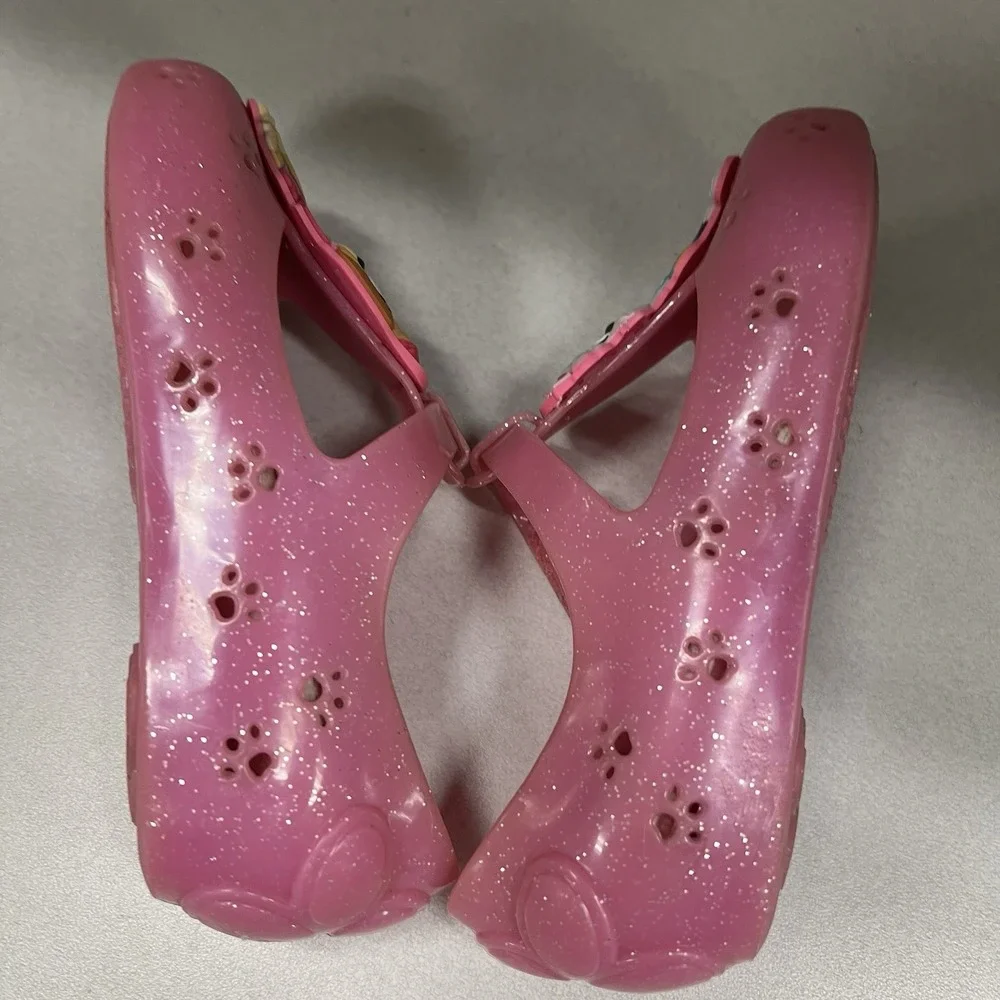 Nickelodeon Girls Size 8 Paw Patrol Pink Glitter Casual‎ Jelly Slip-on Shoe